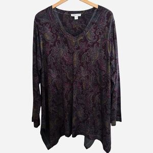 Coldwater Creek V Neck Paisley Print Tunic